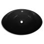 Lavabo Oval de cerámica negra de lujo con desagüe, 59 x 38,5 cm de vidaXL, Lavabos - Ref: Foro24-140680, Precio: 65,07 €, Des...