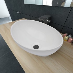 Lavabo ovalado de cerámica blanco 40x33 cm de vidaXL, Lavabos - Ref: Foro24-140674, Precio: 56,92 €, Descuento: %