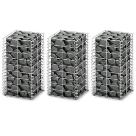 Cestas de muro de gaviones alambre galvanizado 25x25x50cm 3 uds de vidaXL, Paneles de vallas - Ref: Foro24-141044, Precio: 29...