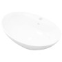 Oval ceramic sink with faucet hole and overflow. by vidaXL, Sinks - Ref: Foro24-140678, Price: 71,33 €, Discount: %