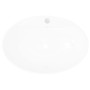 Oval ceramic sink with faucet hole and overflow. by vidaXL, Sinks - Ref: Foro24-140678, Price: 71,33 €, Discount: %