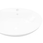 Oval ceramic sink with faucet hole and overflow. by vidaXL, Sinks - Ref: Foro24-140678, Price: 71,33 €, Discount: %