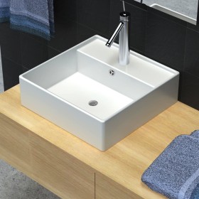 Luxurious square ceramic washbasin with tap hole 41x41 cm by vidaXL, Sinks - Ref: Foro24-140684, Price: 62,41 €, Discount: %