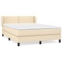 Box spring bed with cream fabric mattress 140x190 cm by vidaXL, Beds and slatted bases - Ref: Foro24-3126162, Price: 461,75 €...