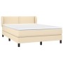 Box spring bed with cream fabric mattress 140x190 cm by vidaXL, Beds and slatted bases - Ref: Foro24-3126162, Price: 461,75 €...