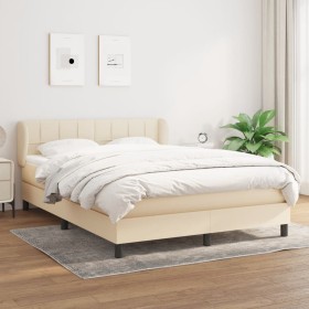 Box spring bed with cream fabric mattress 140x190 cm by vidaXL, Beds and slatted bases - Ref: Foro24-3126242, Price: 466,46 €...