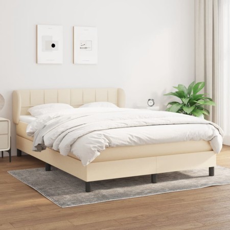 Cama box spring con colchón tela color crema 140x190 cm de vidaXL, Camas y somieres - Ref: Foro24-3126242, Precio: 457,28 €, ...