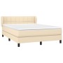 Cama box spring con colchón tela color crema 140x190 cm de vidaXL, Camas y somieres - Ref: Foro24-3126242, Precio: 457,28 €, ...