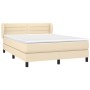 Box spring bed with cream fabric mattress 140x190 cm by vidaXL, Beds and slatted bases - Ref: Foro24-3126322, Price: 464,40 €...