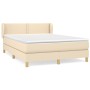 Box spring bed with cream fabric mattress 140x190 cm by vidaXL, Beds and slatted bases - Ref: Foro24-3126722, Price: 463,93 €...