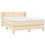 Cama box spring con colchón tela color crema 140x190 cm de vidaXL, Camas y somieres - Ref: Foro24-3126722, Precio: 455,84 €, ...