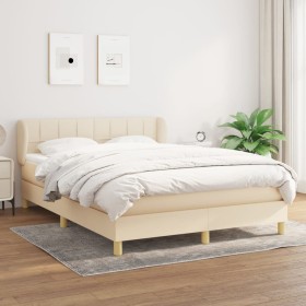 Box spring bed with cream fabric mattress 140x190 cm by vidaXL, Beds and slatted bases - Ref: Foro24-3126802, Price: 433,99 €...