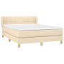 Box spring bed with cream fabric mattress 140x190 cm by vidaXL, Beds and slatted bases - Ref: Foro24-3126802, Price: 459,45 €...