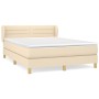 Box spring bed with cream fabric mattress 140x190 cm by vidaXL, Beds and slatted bases - Ref: Foro24-3126882, Price: 466,60 €...