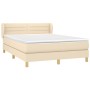 Box spring bed with cream fabric mattress 140x190 cm by vidaXL, Beds and slatted bases - Ref: Foro24-3126882, Price: 466,60 €...