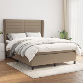 Box spring bed with taupe gray fabric mattress 140x190 cm by vidaXL, Beds and slatted bases - Ref: Foro24-3128041, Price: 548...