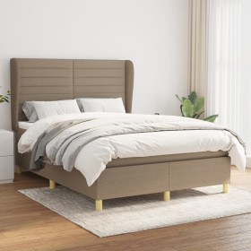 Box spring bed with taupe gray fabric mattress 140x190 cm by vidaXL, Beds and slatted bases - Ref: Foro24-3128601, Price: 564...