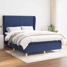 Box spring bed with blue fabric mattress 140x190 cm by vidaXL, Beds and slatted bases - Ref: Foro24-3128603, Price: 550,30 €,...