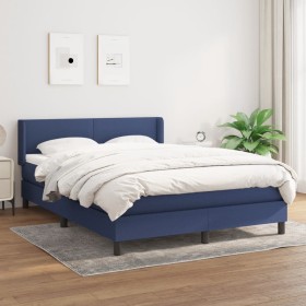 Box spring bed with blue fabric mattress 140x190 cm by vidaXL, Beds and slatted bases - Ref: Foro24-3129551, Price: 411,76 €,...