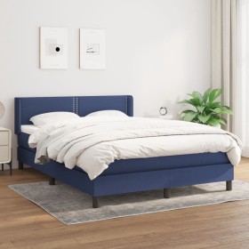 Box spring bed with blue fabric mattress 140x190 cm by vidaXL, Beds and slatted bases - Ref: Foro24-3129631, Price: 405,99 €,...