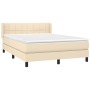 Box spring bed with cream fabric mattress 140x190 cm by vidaXL, Beds and slatted bases - Ref: Foro24-3129710, Price: 460,85 €...