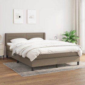 Box spring bed with taupe gray fabric mattress 140x190 cm by vidaXL, Beds and slatted bases - Ref: Foro24-3129789, Price: 451...