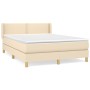 Cama box spring con colchón tela color crema 140x190 cm de vidaXL, Camas y somieres - Ref: Foro24-3130190, Precio: 416,99 €, ...