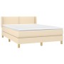 Cama box spring con colchón tela color crema 140x190 cm de vidaXL, Camas y somieres - Ref: Foro24-3130190, Precio: 416,99 €, ...