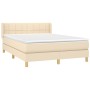 Cama box spring con colchón tela color crema 140x190 cm de vidaXL, Camas y somieres - Ref: Foro24-3130270, Precio: 463,03 €, ...