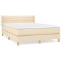 Box spring bed with cream fabric mattress 140x190 cm by vidaXL, Beds and slatted bases - Ref: Foro24-3130350, Price: 461,91 €...