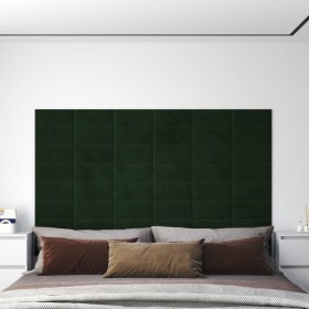 Wall panels 12 units dark green velvet 30x15cm 0.54 m² by vidaXL, Wall covering - Ref: Foro24-343781, Price: 29,96 €, Discoun...