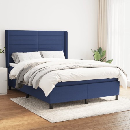 Cama box spring con colchón tela azul 140x190 cm de vidaXL, Camas y somieres - Ref: Foro24-3131511, Precio: 526,18 €, Descuen...