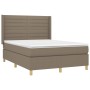 Box spring bed with taupe gray fabric mattress 140x190 cm by vidaXL, Beds and slatted bases - Ref: Foro24-3132069, Price: 557...