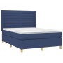 Box spring bed with blue fabric mattress 140x190 cm by vidaXL, Beds and slatted bases - Ref: Foro24-3132071, Price: 533,76 €,...