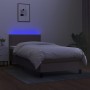 Boxspringbett mit Matratze und LED-Leuchten taupegrauer Stoff 90x190 cm von vidaXL, Betten und Lattenroste - Ref: Foro24-3133...