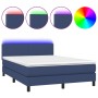 Cama box spring con colchón y LED tela azul 140x190 cm de vidaXL, Camas y somieres - Ref: Foro24-3132995, Precio: 453,12 €, D...