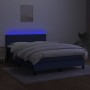 Box spring bed with mattress and LED blue fabric 140x190 cm by vidaXL, Beds and slatted bases - Ref: Foro24-3132995, Price: 4...