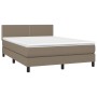 Boxspringbett mit Matratze und LED-Leuchten taupegrauer Stoff 140x190 cm von vidaXL, Betten und Lattenroste - Ref: Foro24-313...