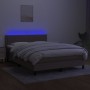 Boxspringbett mit Matratze und LED-Leuchten taupegrauer Stoff 140x190 cm von vidaXL, Betten und Lattenroste - Ref: Foro24-313...