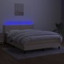 Boxspringbett-Matratze und LED-Leuchten, cremefarbener Stoff, 140 x 190 cm von vidaXL, Betten und Lattenroste - Ref: Foro24-3...