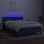 Cama box spring colchón y luces LED tela azul 140x190 cm de vidaXL, Camas y somieres - Ref: Foro24-3133155, Precio: 453,77 €,...