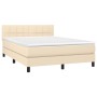 Box spring bed mattress and LED lights cream fabric 140x190 cm by vidaXL, Beds and slatted bases - Ref: Foro24-3133154, Price...