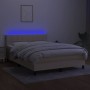 Box spring bed mattress and LED lights cream fabric 140x190 cm by vidaXL, Beds and slatted bases - Ref: Foro24-3133154, Price...