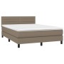 Box spring bed with mattress and LED lights taupe gray fabric 140x190 cm by vidaXL, Beds and slatted bases - Ref: Foro24-3133...