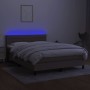 Box spring bed with mattress and LED lights taupe gray fabric 140x190 cm by vidaXL, Beds and slatted bases - Ref: Foro24-3133...