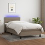 Box spring bed with mattress and LED lights taupe gray fabric 90x190 cm by vidaXL, Beds and slatted bases - Ref: Foro24-31332...