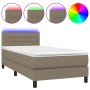 Boxspringbett mit Matratze und LED-Leuchten taupegrauer Stoff 90x190 cm von vidaXL, Betten und Lattenroste - Ref: Foro24-3133...