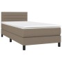 Boxspringbett mit Matratze und LED-Leuchten taupegrauer Stoff 90x190 cm von vidaXL, Betten und Lattenroste - Ref: Foro24-3133...