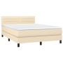 Box spring bed mattress and LED lights cream fabric 140x190 cm by vidaXL, Beds and slatted bases - Ref: Foro24-3133234, Price...