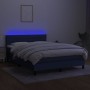 Box spring bed mattress and LED lights blue fabric 140x190 cm by vidaXL, Beds and slatted bases - Ref: Foro24-3133235, Price:...